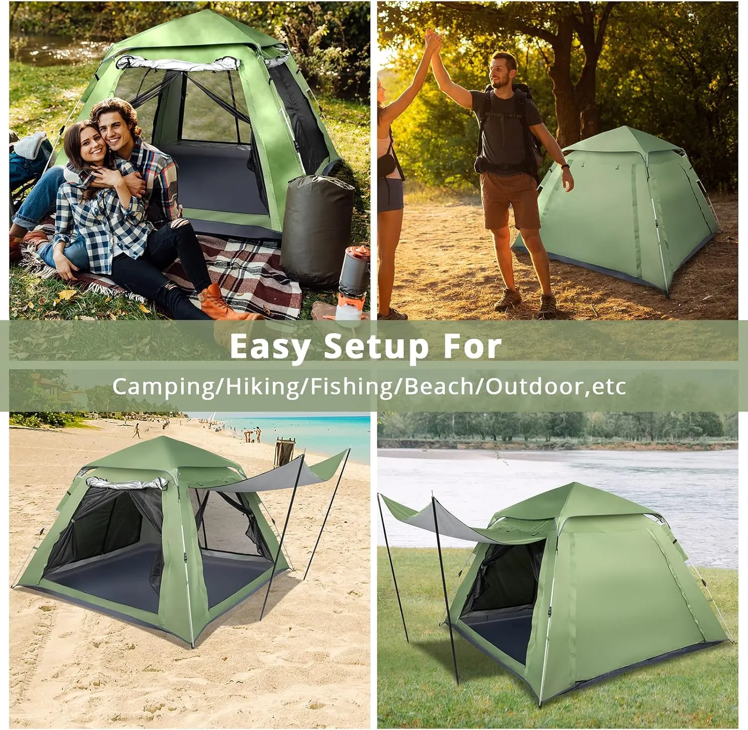 1 Person Patio Dome Tent, All-Weather Camping Tent, Easy Setup Portable Outdoor Tents with Dual-Way Zip and Carrying Bag, Windproof & Waterproof Heavy Duty Tents for Beach Hiking Travel,