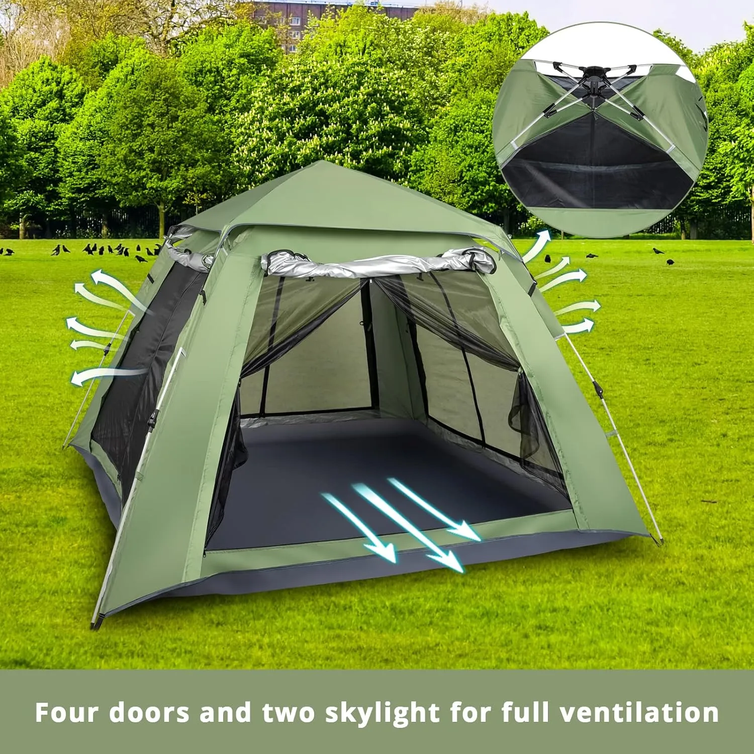 1 Person Patio Dome Tent, All-Weather Camping Tent, Easy Setup Portable Outdoor Tents with Dual-Way Zip and Carrying Bag, Windproof & Waterproof Heavy Duty Tents for Beach Hiking Travel,