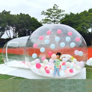 10ft Bubble Tent with Blower Inflatable Bubble Dome House Transparent Camping Tent Inflatable Tent Garden Igloo for Parties Camping Traveling Hiking,5min Inflation Time