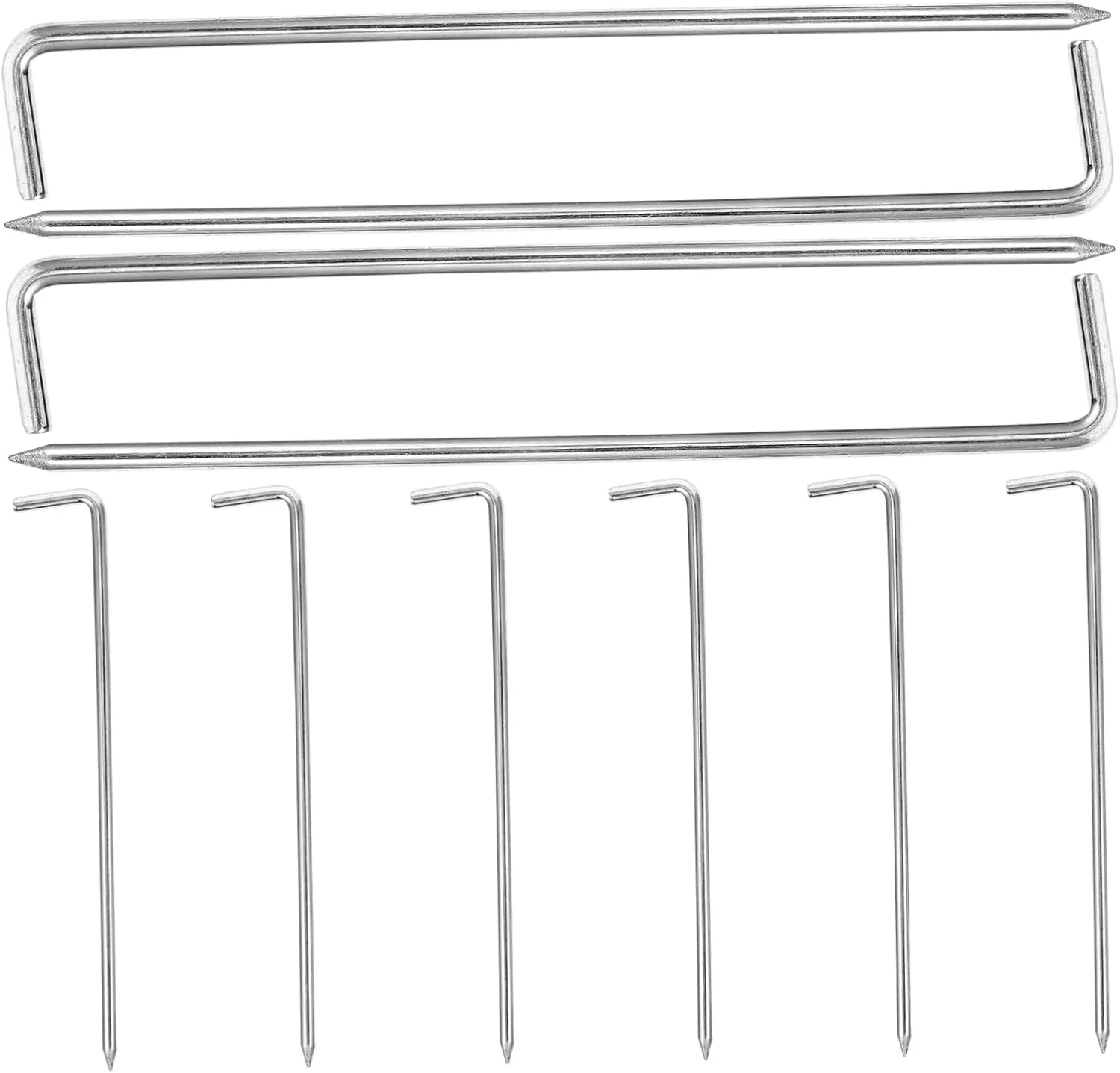 10pcs Galvanized Iron Awning Outdoor Tent Pegs Canopy Wind Rope Buckle Camping Accessories Sand Tarp Rebar Tent Cord Tent Rope Tensioner Hooks Inflatable Hammer Silver Ground Nail