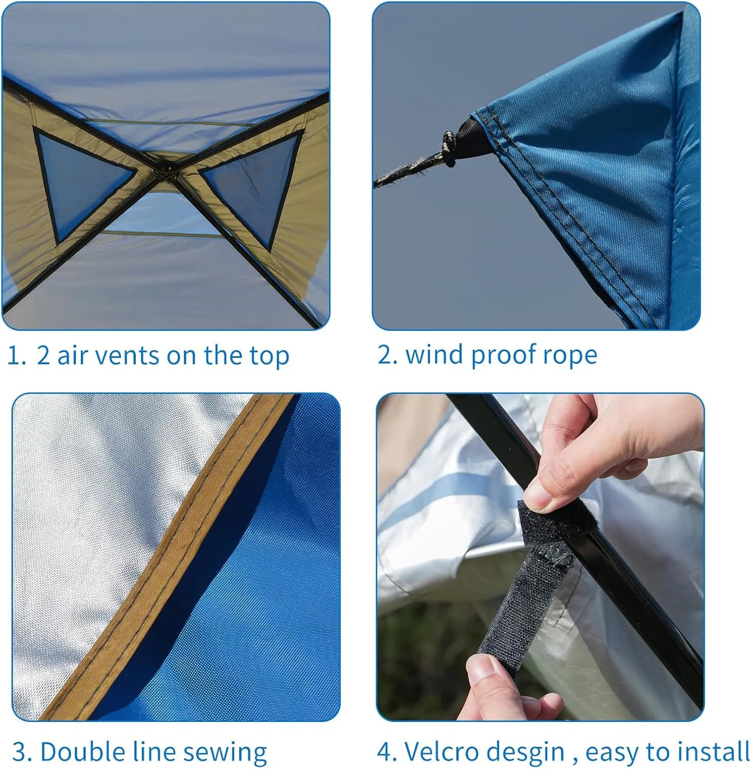 10x10 Canopy Replacement Top Cover with 2 Air Vents, Silver Coated Waterproof 150D Oxford Fabric Pop Up Tent for Straight Leg Gazebo Garden Patio Camping Picnic (Sky Blue, 10x10 ft)