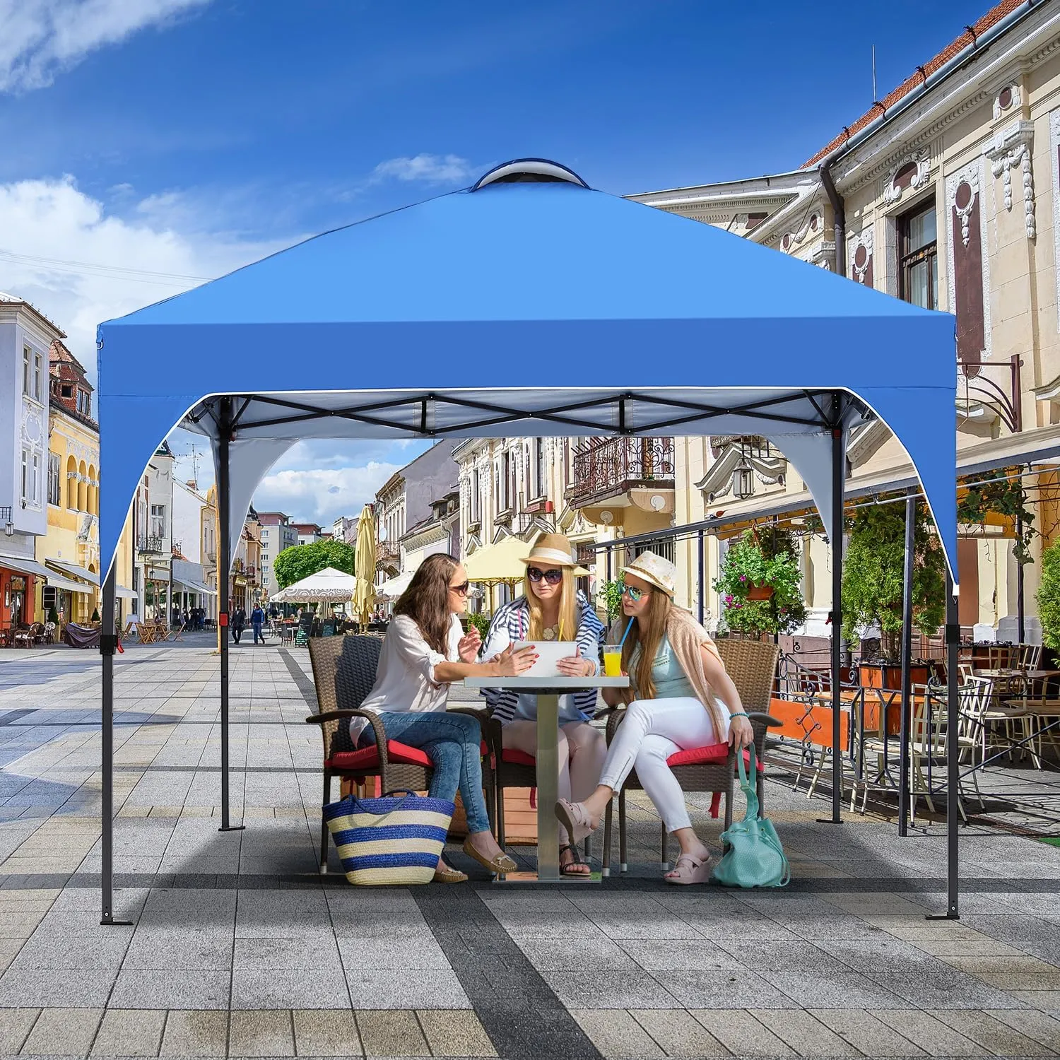 10x10 FT Pop Up Canopy, Instant Outdoor Canopy Tent with Carrying Bag, 3 Adjustable Heights - Portable for Event, Parties, Camping and More Outdoor Activities