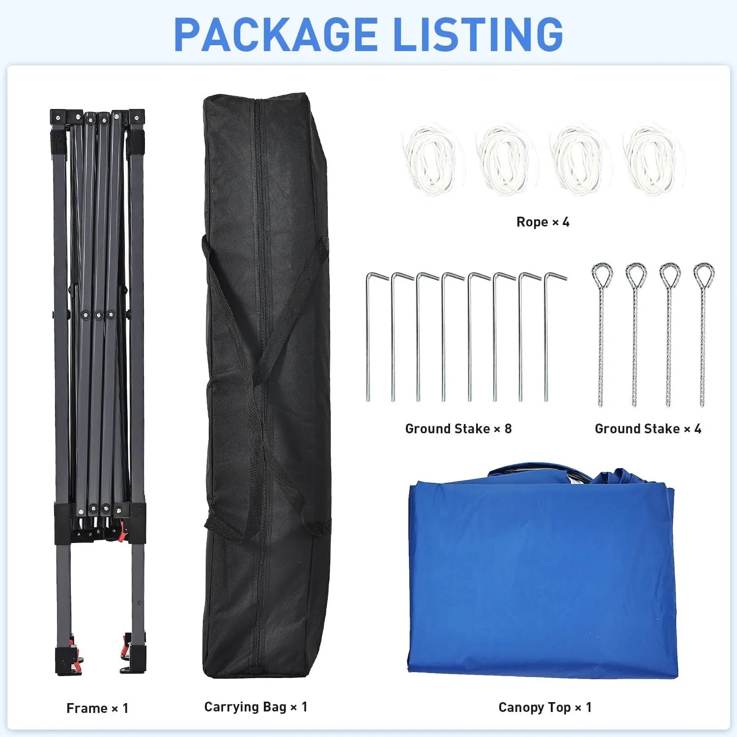 10x10 FT Pop Up Canopy, Instant Outdoor Canopy Tent with Carrying Bag, 3 Adjustable Heights - Portable for Event, Parties, Camping and More Outdoor Activities
