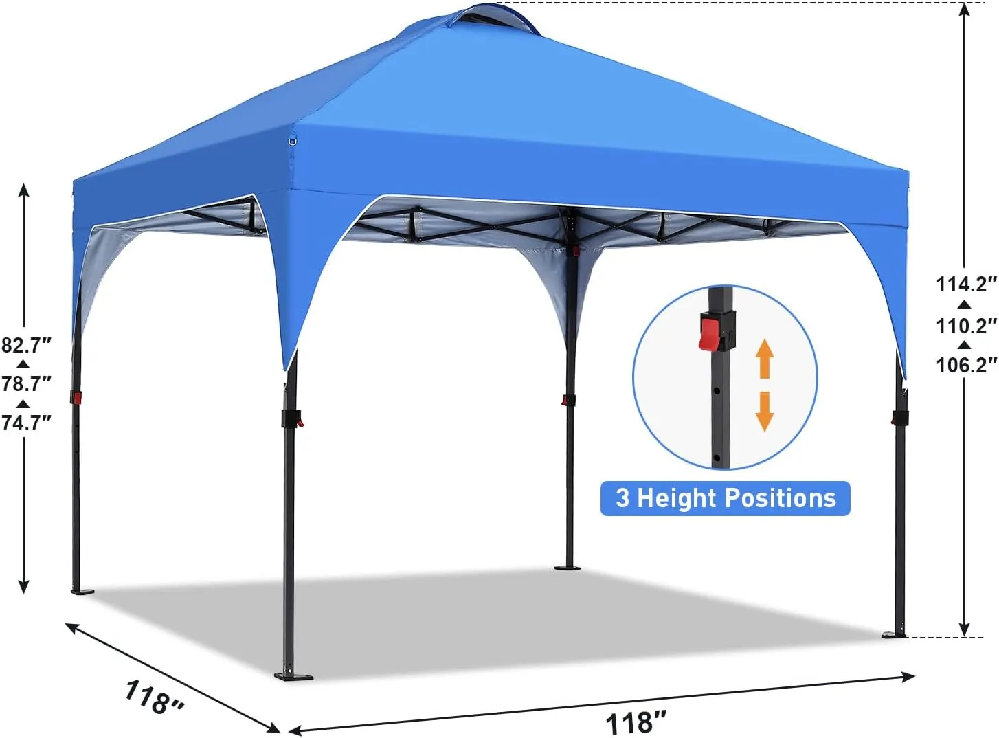 10x10 FT Pop Up Canopy, Instant Outdoor Canopy Tent with Carrying Bag, 3 Adjustable Heights - Portable for Event, Parties, Camping and More Outdoor Activities