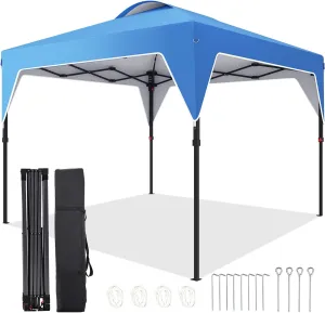 10x10 FT Pop Up Canopy, Instant Outdoor Canopy Tent with Carrying Bag, 3 Adjustable Heights - Portable for Event, Parties, Camping and More Outdoor Activities