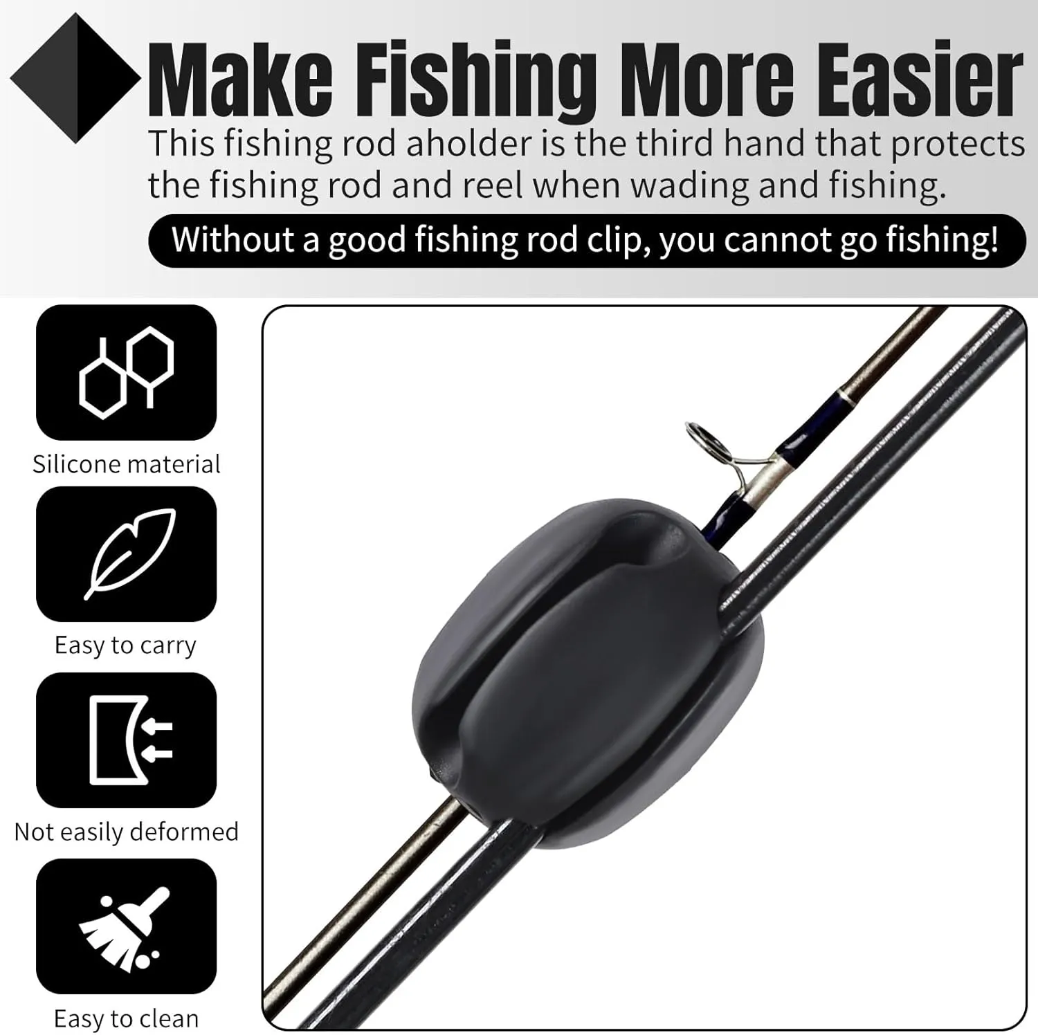 12 Pcs Portable Fishing Pole Rod Holder Clips, Fixed Ball 5 Holes Rubber Fishing Pole Puller Clips Silicone Rod Holder Straps for Travel