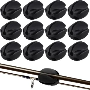 12 Pcs Portable Fishing Pole Rod Holder Clips, Fixed Ball 5 Holes Rubber Fishing Pole Puller Clips Silicone Rod Holder Straps for Travel