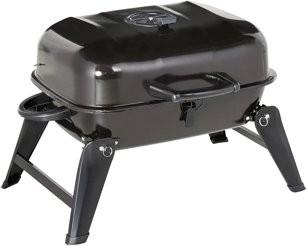 14" Portable Charcoal Grill, Small Compact Table Top Charcoal Grill with Warming Rack Folding Mini Outdoor Camping Grill, Small Japanese Yakitori Tabletop Skillet Grill Stove for Outdoor Camping