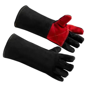 16 Inches Leather Welding Gloves Fire Resistant,Animal Handling Gloves Bite Proof for Cat Dog Snake - Large