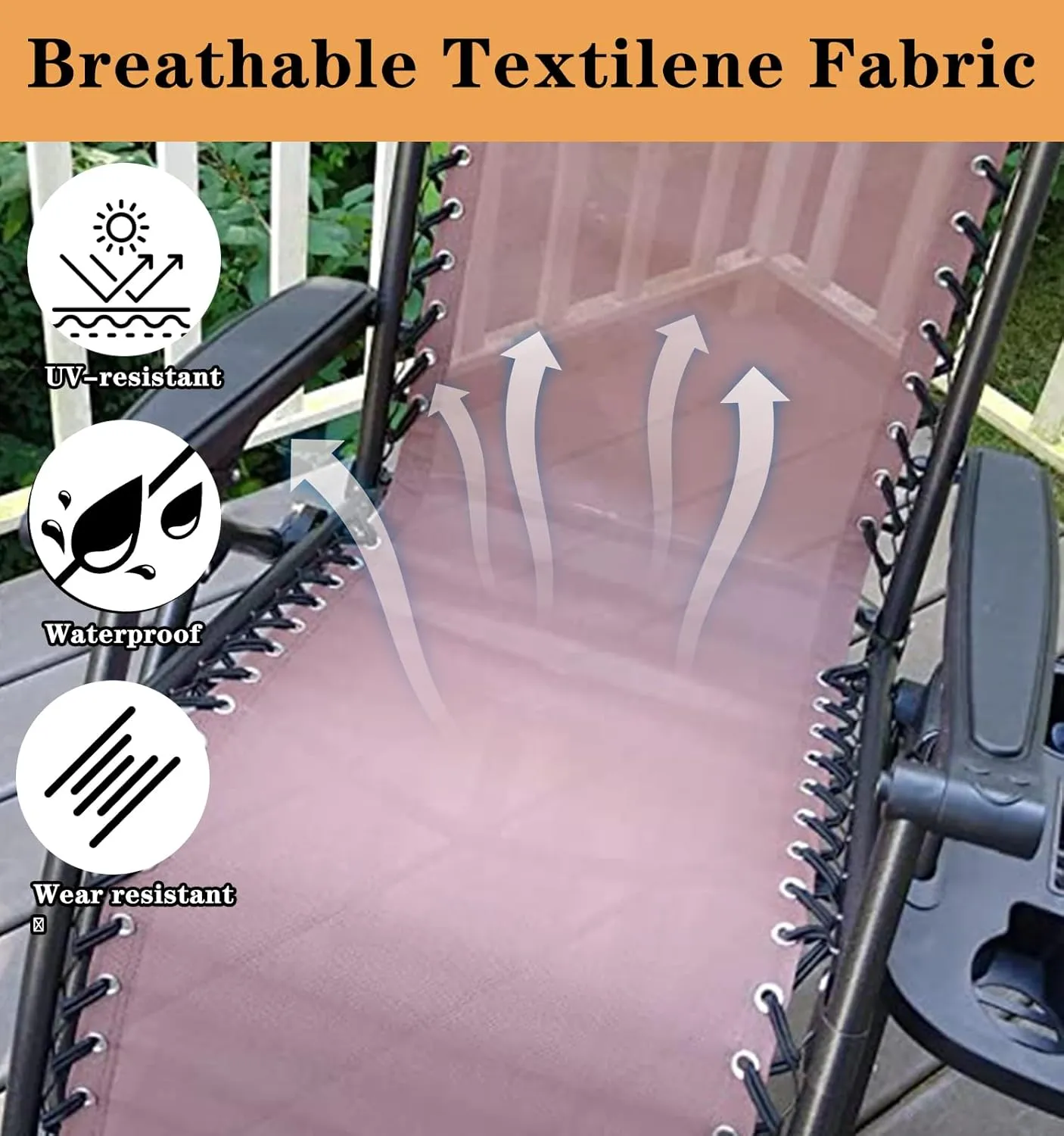 17" 19" 21" Wide Zero Gravity Chair Replacement Fabric, Repair Cloth with 4 Gravity Chair Replacement Cord Screws Kit, Zero Gravity Chair Accessories for Sling Patio Lawn Lounge Chair, Brown