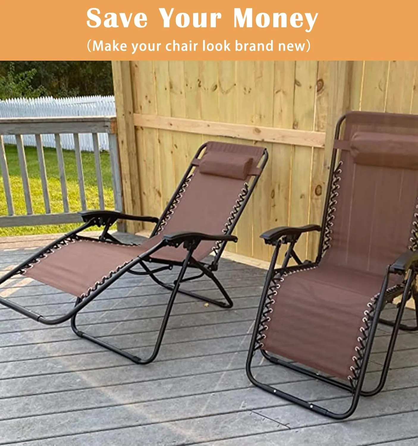 17" 19" 21" Wide Zero Gravity Chair Replacement Fabric, Repair Cloth with 4 Gravity Chair Replacement Cord Screws Kit, Zero Gravity Chair Accessories for Sling Patio Lawn Lounge Chair, Brown