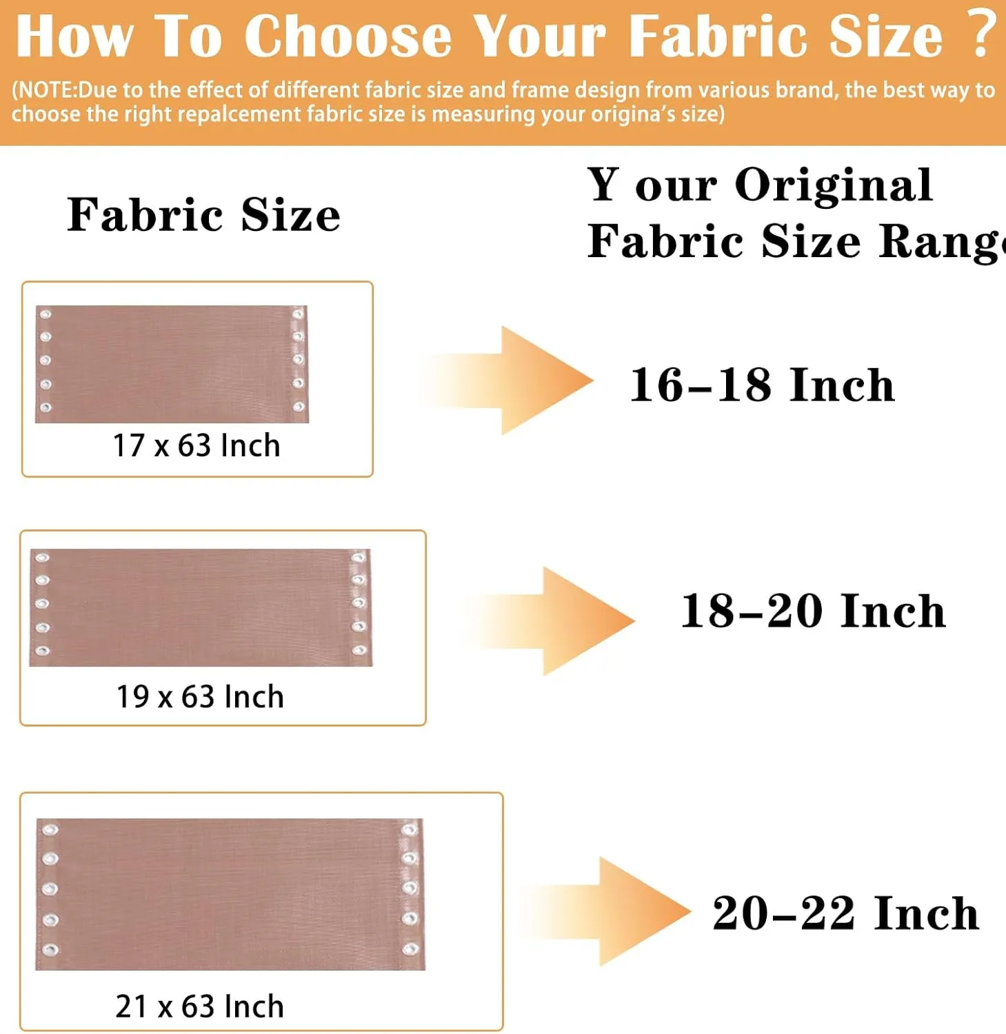 17" 19" 21" Wide Zero Gravity Chair Replacement Fabric, Repair Cloth with 4 Gravity Chair Replacement Cord Screws Kit, Zero Gravity Chair Accessories for Sling Patio Lawn Lounge Chair, Brown
