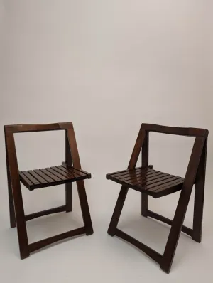 1966 Aldo Jacober Folding Chairs With Slat Seats- Set of 2