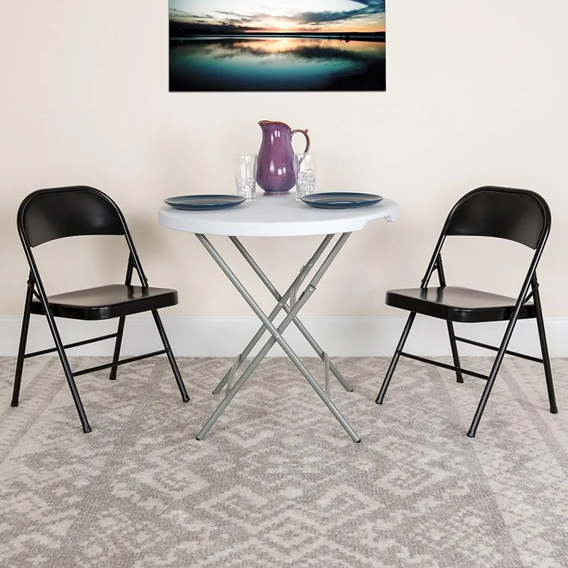 2 Pack Double Braced Black Metal Folding Chair - Flash Furniture