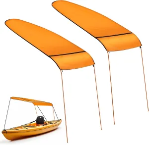 2 Pcs Orange Kayak Boat Canoe Sun Shade Canopy for Single Person Sun Shade Awning Top Cover with Storage Bag for Outdoor Fishing Canoe