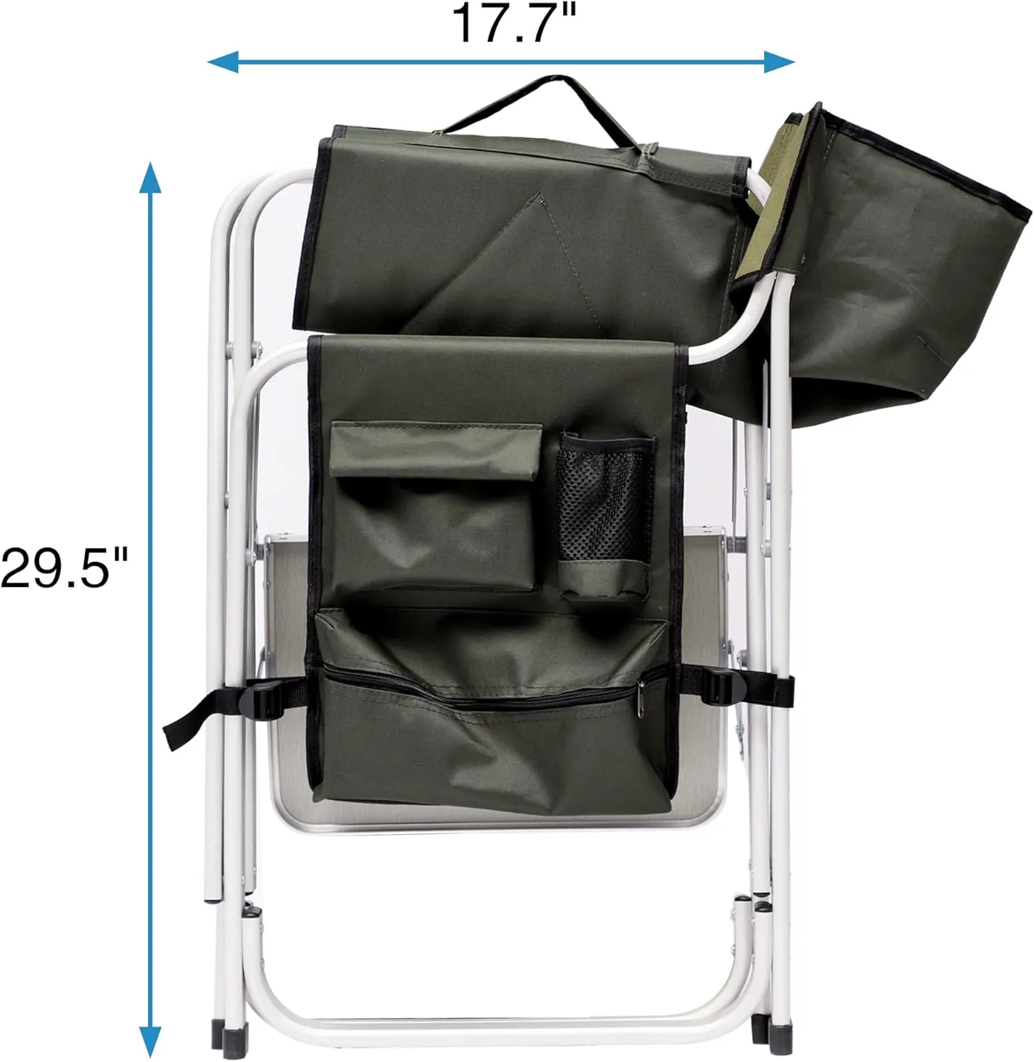 2-Piece Padded Folding Outdoor Chair with Side Table and Storage Pouch, Camping Lawn Picnic Beach & Fishing, Lightweight Folding Directors Chairs Outdoor (Green)