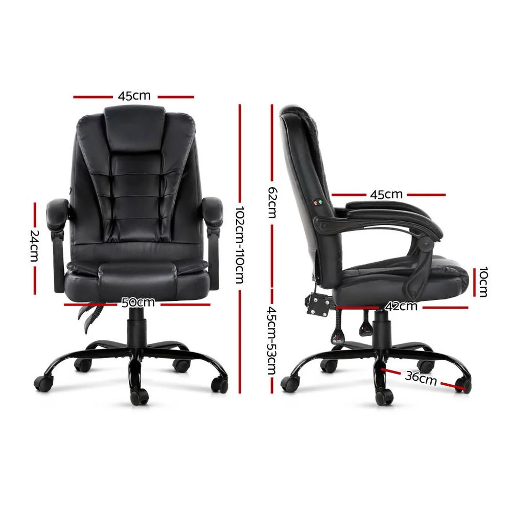 2 Point Massage Office Chair PU Leather Black