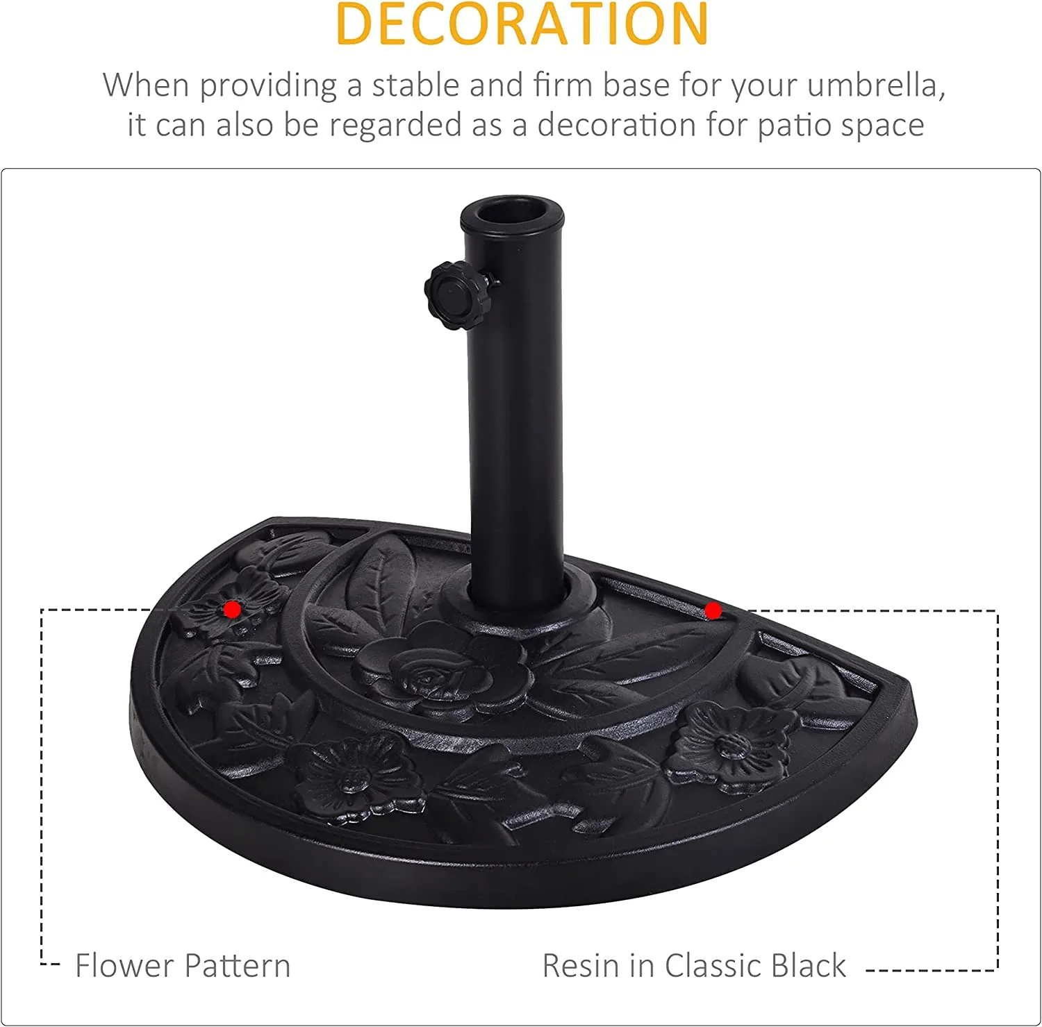 20 lbs. Resin Outdoor Patio Umbrella Base in Black