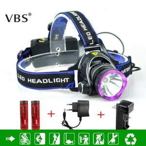 2000LM Led Headlamp T6 Headlight Head Torch Flashlight Head Lamp with 18650 Battery for Camping Fishing Hunting Waterproof Light