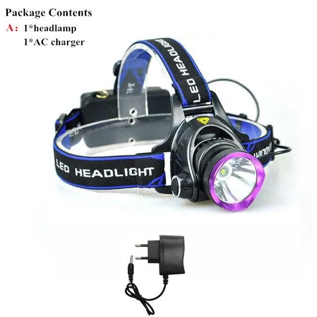 2000LM Led Headlamp T6 Headlight Head Torch Flashlight Head Lamp with 18650 Battery for Camping Fishing Hunting Waterproof Light