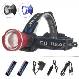 2000LM XM-L T6 LED Headlamp Headlight Zoom Head Torch Camping Hunting Frontal Flashlight Rechargeable Lantern by 18650 Battery
