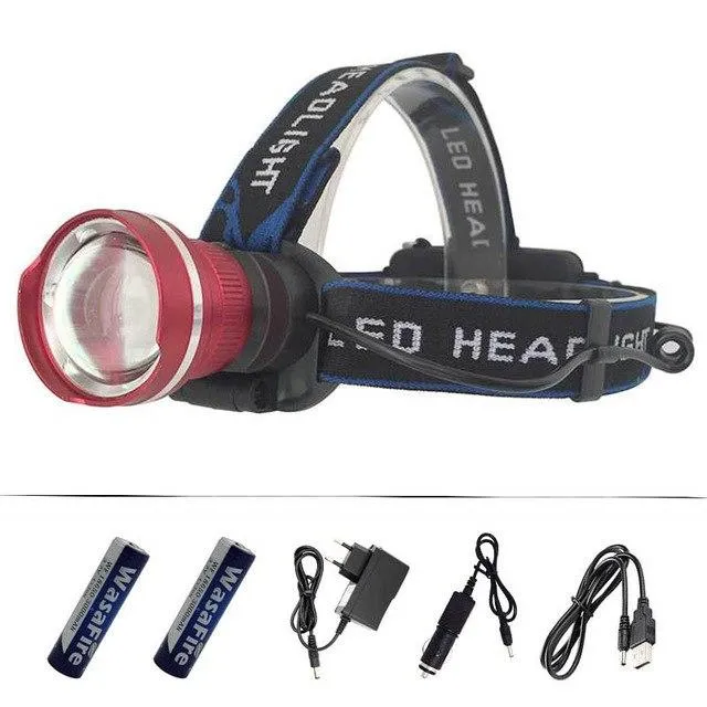 2000LM XM-L T6 LED Headlamp Headlight Zoom Head Torch Camping Hunting Frontal Flashlight Rechargeable Lantern by 18650 Battery