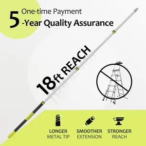 24ft High Reach Duster Kit,5-18ft Lightweight Aluminum Alloy Extension Rod,4 Dust Removal Tools,210° Steering Head Clean Various Angle,High Duster with Extension Pole for Cleaning Ceiling,High Wall