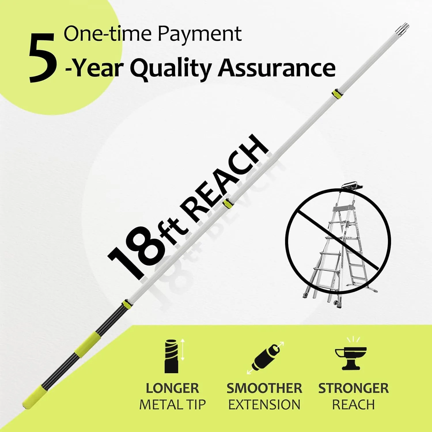 24ft High Reach Duster Kit,5-18ft Lightweight Aluminum Alloy Extension Rod,4 Dust Removal Tools,210° Steering Head Clean Various Angle,High Duster with Extension Pole for Cleaning Ceiling,High Wall
