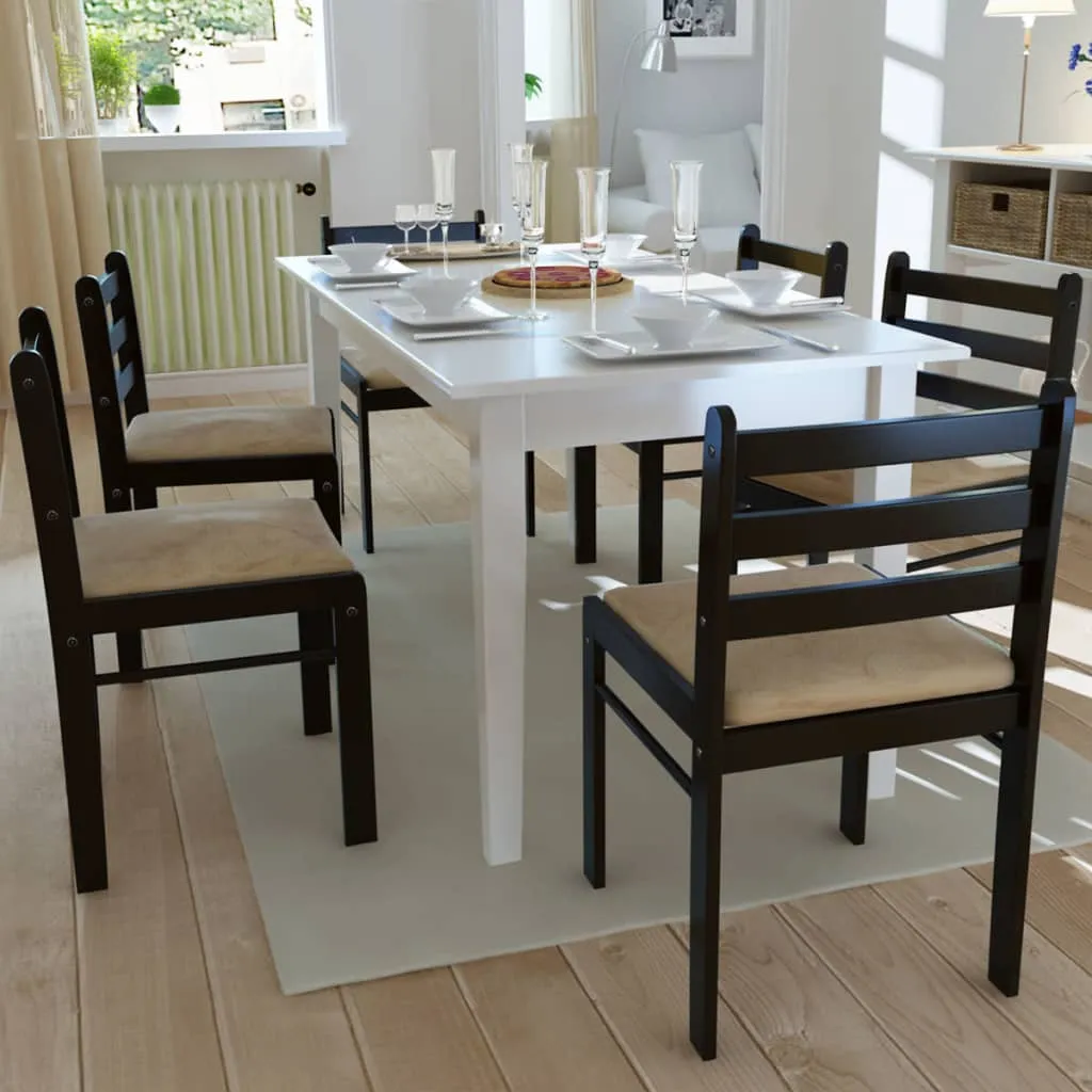 291746 2/4/6 pcs Wooden Dining Chairs Square 2 Colours Selectable