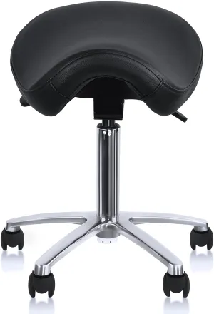 2xhome Ergonomic Saddle Stool | Backless Rolling Office Task Chair with Adjustable Height and Tilt | PU Leather, Foam Padded Seat for Drafting, Medical, Dental Use, Black
