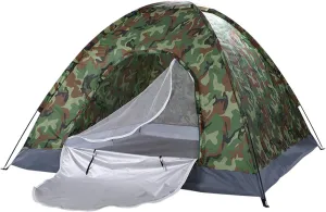 3-4 Person Camouflage Green Camping Tent, Waterproof Windproof Family Tent Dome Tent Portable Pop Up Tent with Easy Setup for Camping & Hiking, Mountaineering, 6.56FTx6.56FTx4.43FT