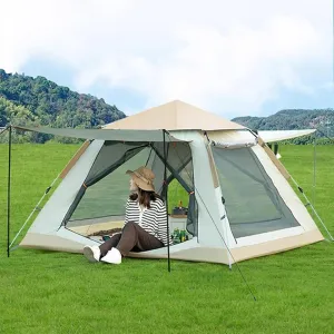 3-4 Person Family Camping Tent, Windproof Waterproof Tent, 60 Seconds Setup Instant Cabin Tent, for Hiking Mountaineering Fishing