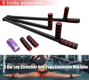 3 Bar Leg Stretcher Extension Device Iron Leg Support Yoga Exercise Martial Arts Gym Flexibility Stretching Machine, Black