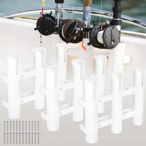 3 Pcs Fishing Rod Holder Bracket Tube 3 Rod Rack Wall Mounted 10.63 Inch Fishing Pole Holders for Boats with Screws Nuts Side Mount for Boat Truck Kayak Garage (White)