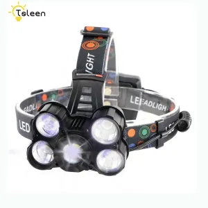 3200LM IPX4 Led Head Lamp CREE XML 5*T6 led headlamp Lantern Torch lamp Night Fishing Light Headlamps Headlight 3*18650 Battery