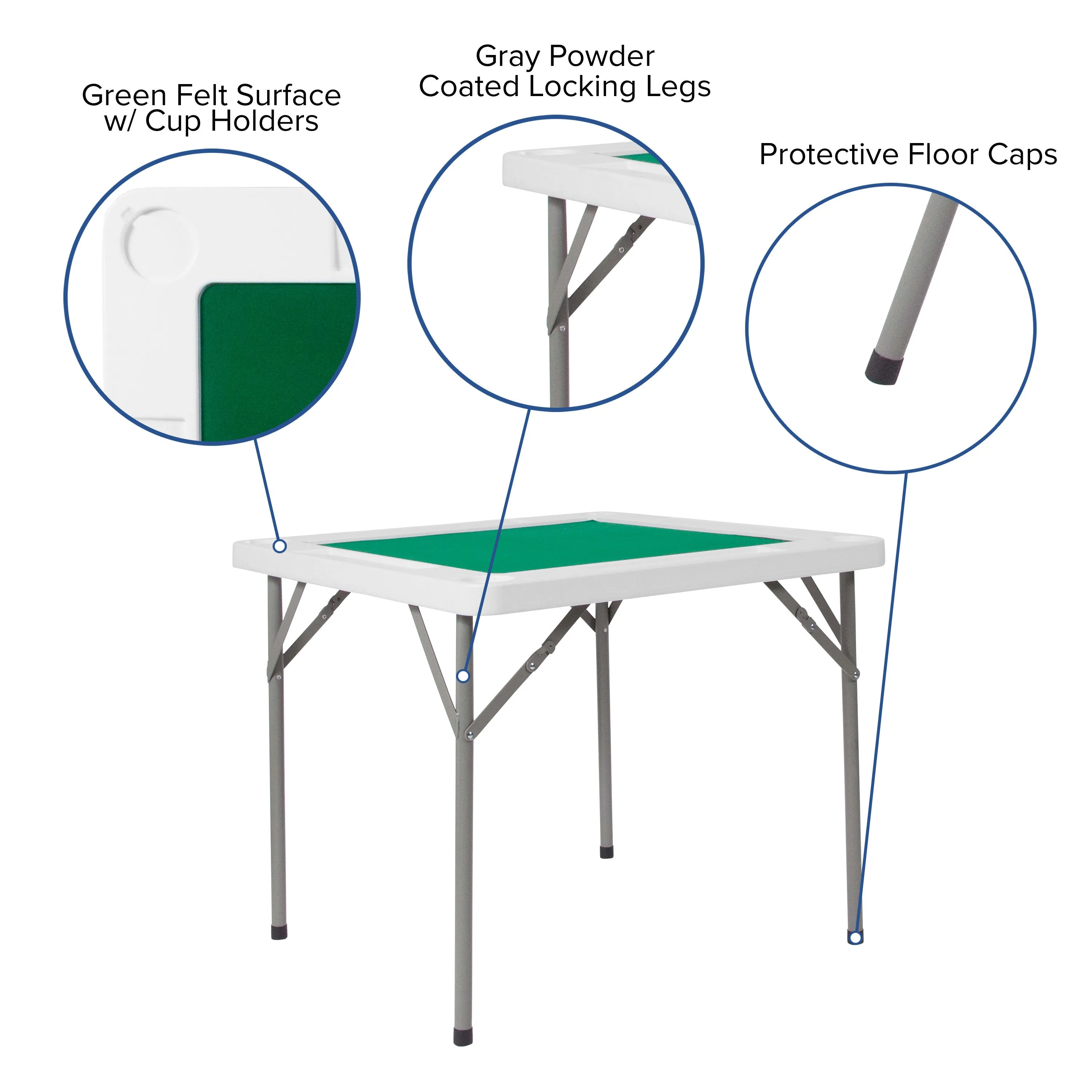 34.5" Square 4-Player Folding Card Game Table with Playing Surface and Cup Holders