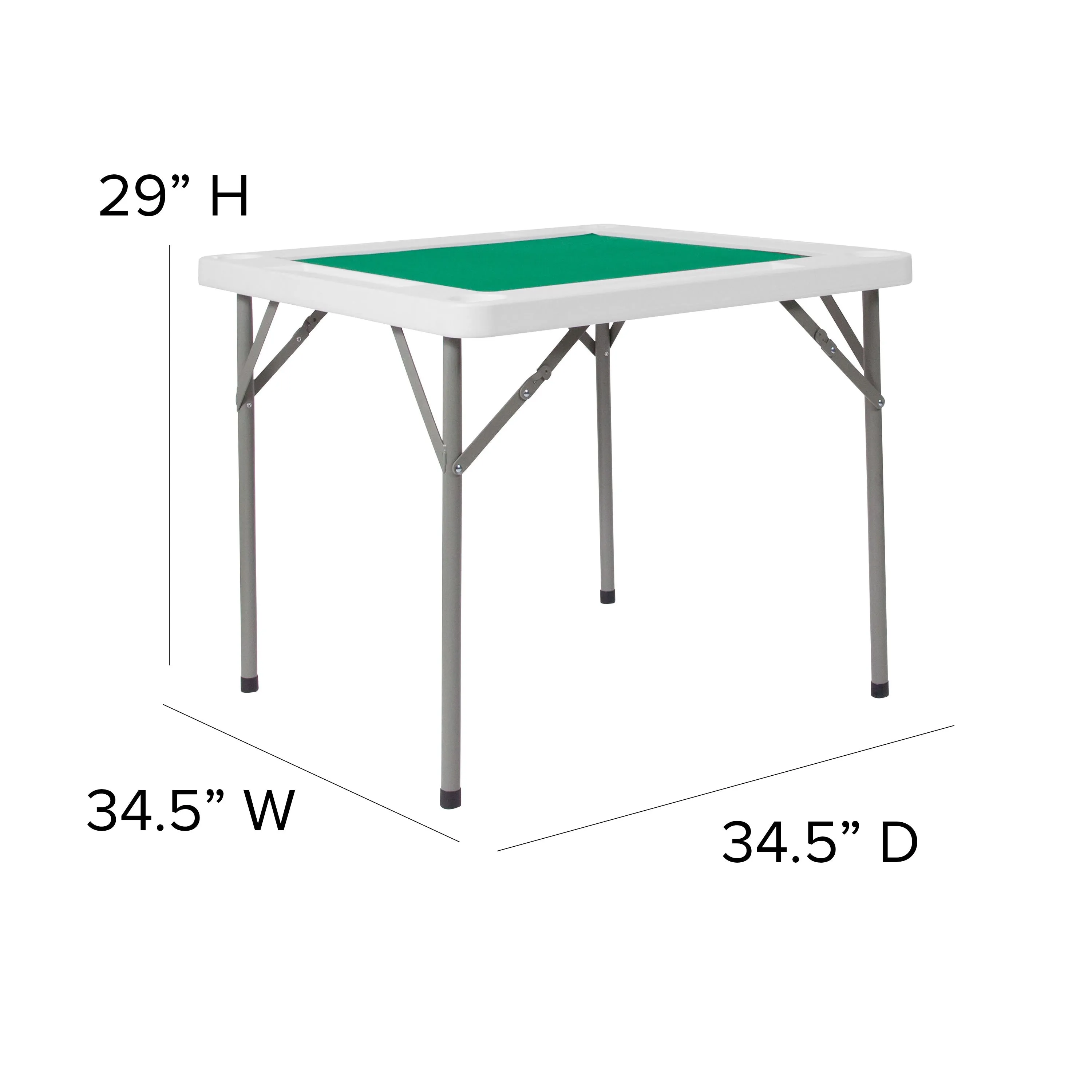 34.5" Square 4-Player Folding Card Game Table with Playing Surface and Cup Holders