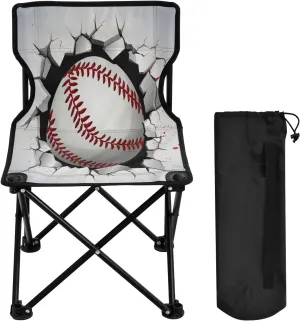 3D Exploding Baseball Portable Outdoor Folding Chair Anti-Slip Padded Oxford Cloth Stool Camping Chair Small for Beach Hiking Fishing Gardening Quad Camp Chair