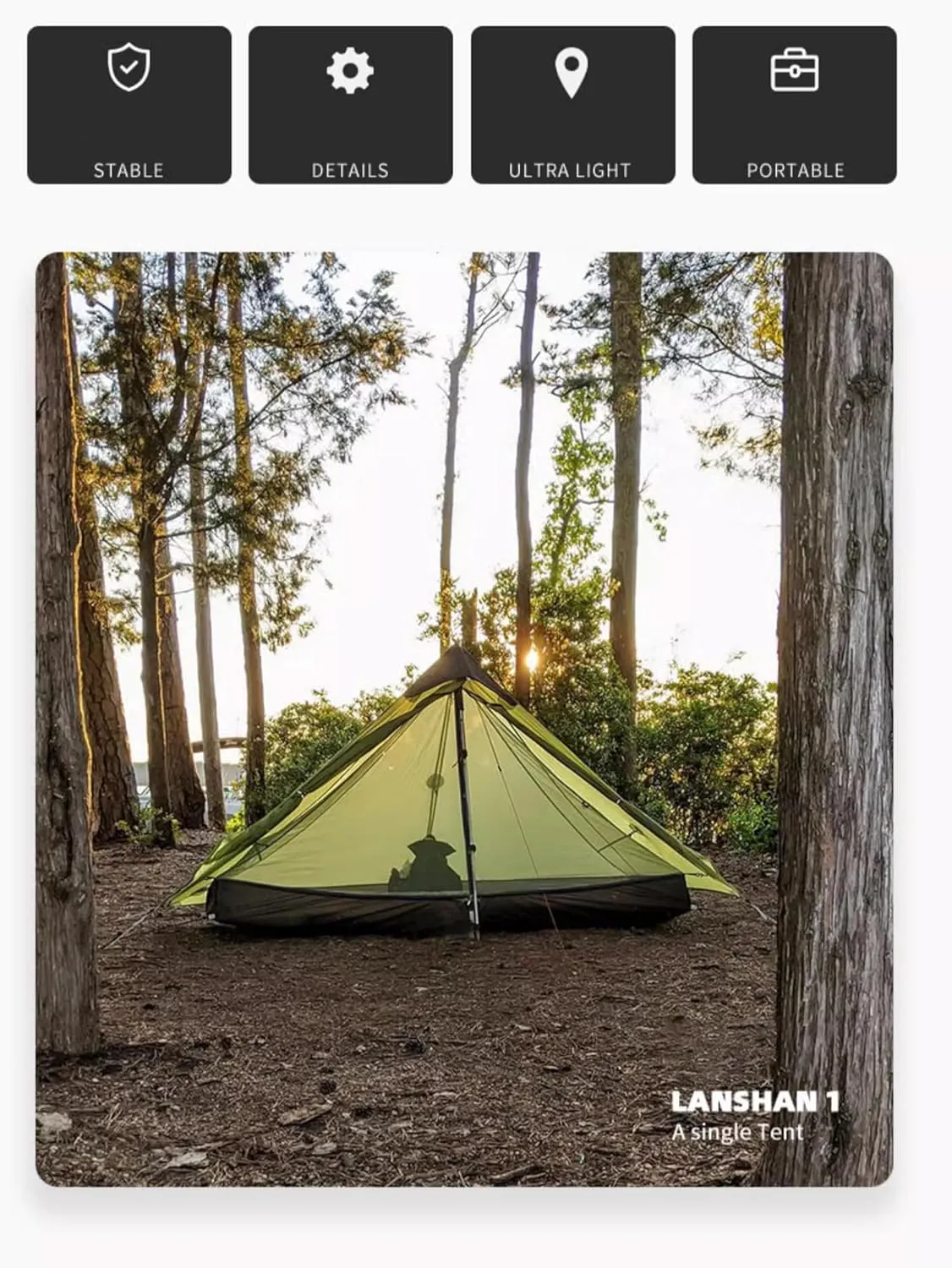 3F UL Gear Lanshan Ultralight Tent 3-Season Camping Tent, Ideal for Camping in The Garden,Outdoor Lightweight Camping Shelter and Hiking Tent