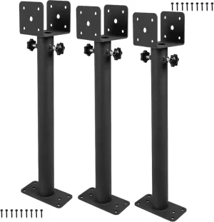 3PCS Roof Riser Brackets, Pergola Roof Riser Beam Brackets Roof Mount Pergola Bracket, Adjustable Roof Riser Hardware, 3-1/2" Saddle Black