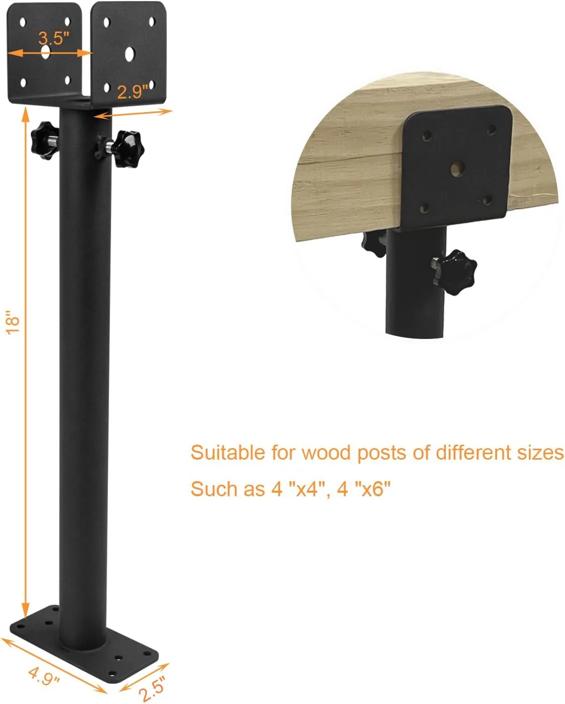3PCS Roof Riser Brackets, Pergola Roof Riser Beam Brackets Roof Mount Pergola Bracket, Adjustable Roof Riser Hardware, 3-1/2" Saddle Black