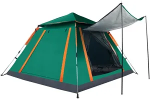 4-5 Person Camping Tent with Rainfly & Mosquito-Proof Windows, 7.05x7.05ft Foldable Waterproof Tent for Hiking, Fishing, Picnic & Family Outdoor - Easy 15-Min Setup, Lightweight Carry Bag