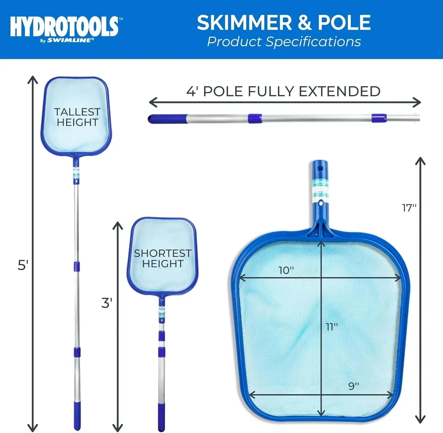 4' Adjustable Telescopic Skimmer Maintenance Net