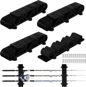 4 Pcs Vertical Mount Fishing Rod Holders for Boat Vertical Fishing Rod Rack for Storage Pole Strap for Boat Deck