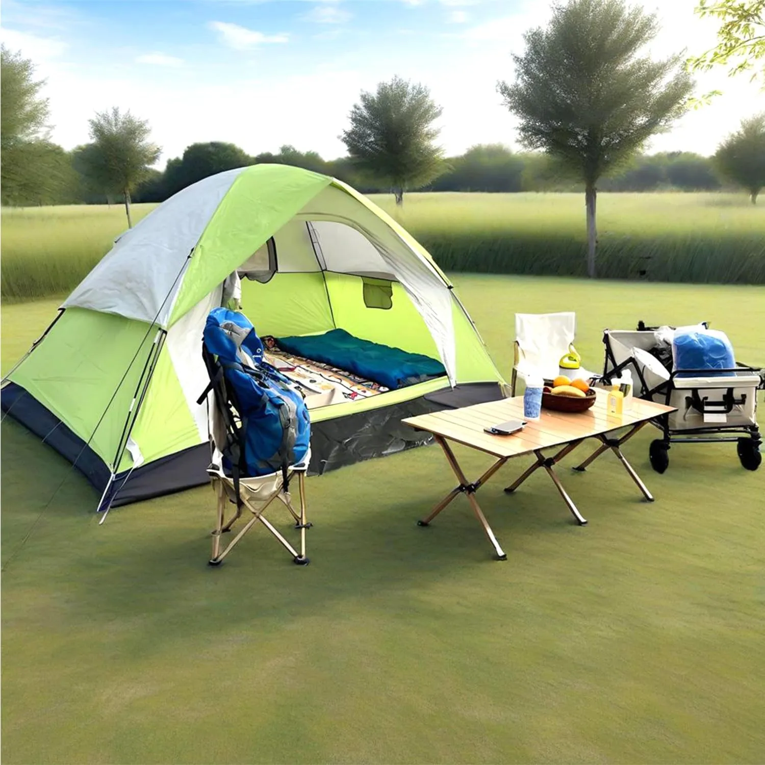 4-Person Dome Tent Double Wall for Backpacking,Waterproof Lightweight Tent with Rain Fly - Perfect for Climbing, Hiking & Beach Adventures