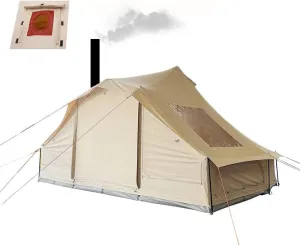4 Season Waterproof Cotton Canvas Star Gazing Bell Tent Glamping Yurt with Stove Jack Hole and Roof Windowc for 6-8 Adult Persons Outdoor Camping Hunting Hiking