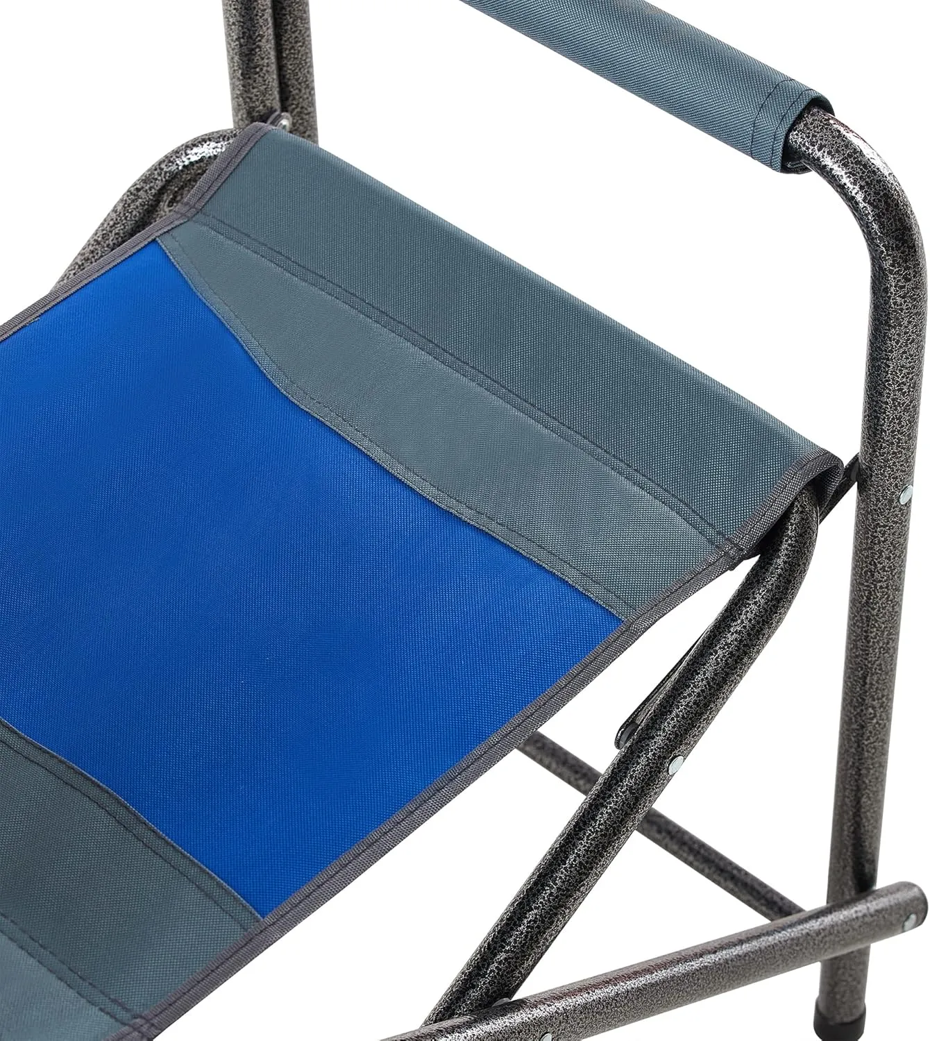 400LBS Folding Outdoor Chair with Side Table & Storage Pockets, Lightweight Aluminum Oversized Camping Chair for Fishing - Padded Seat/Armrests & Weather-Resistant Oxford Fabric (1, Blue Grey)