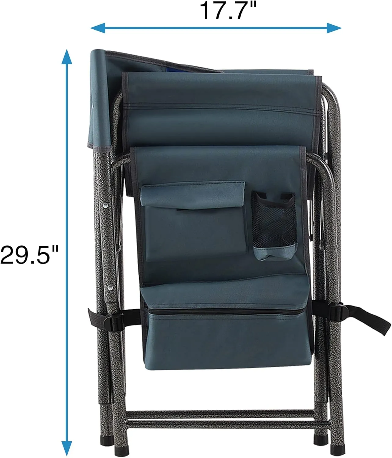400LBS Folding Outdoor Chair with Side Table & Storage Pockets, Lightweight Aluminum Oversized Camping Chair for Fishing - Padded Seat/Armrests & Weather-Resistant Oxford Fabric (1, Blue Grey)
