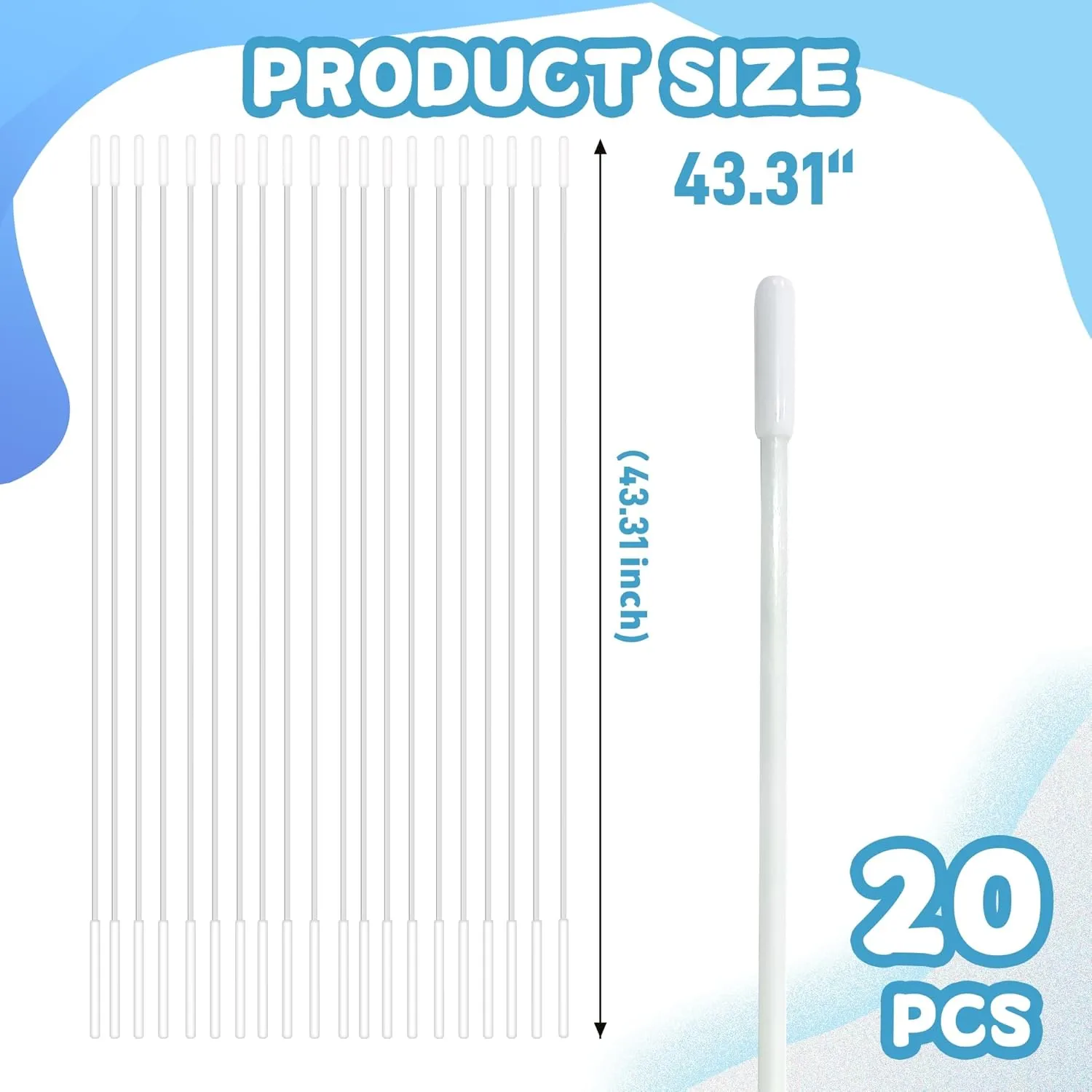 43.31" Fiberglass Flexible Rods for Worship Flags, Flexi Rod for Praise Dance Flags, Flexible Flag Pole, 20Pack