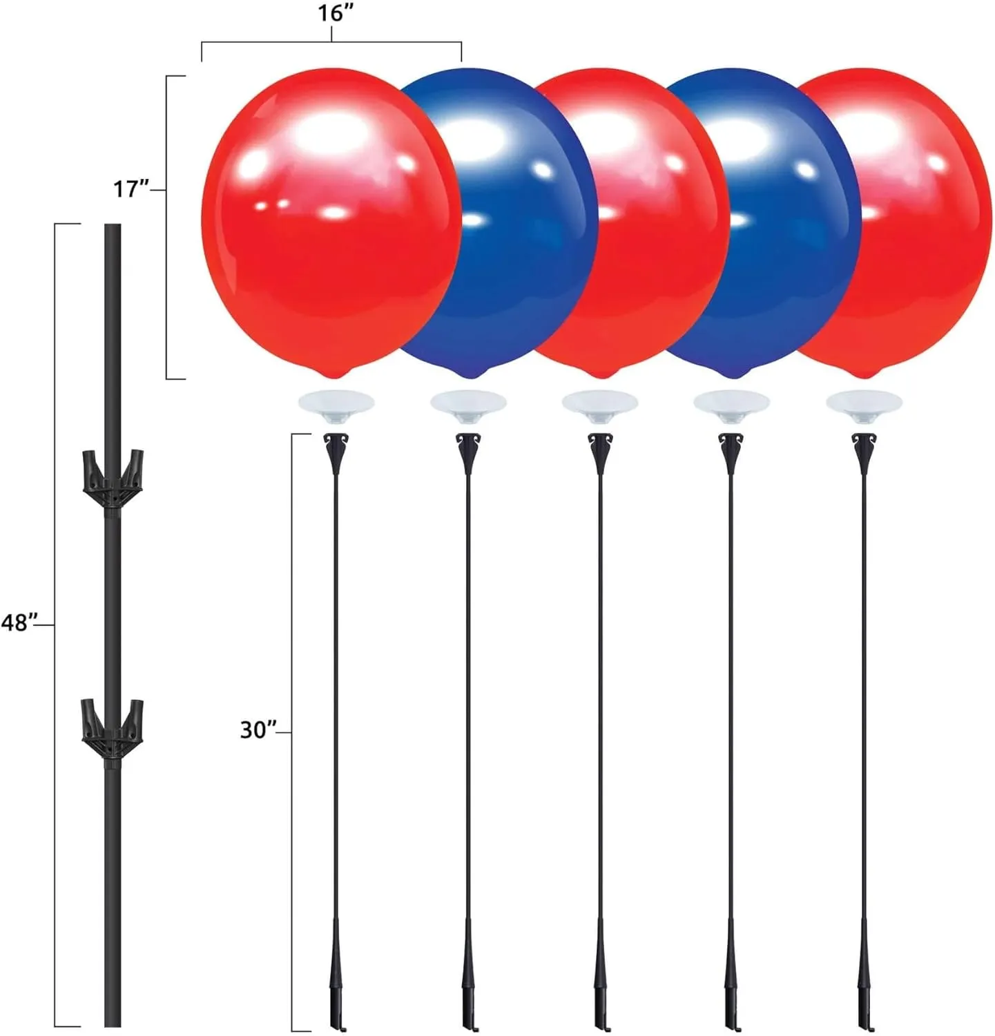 46-1/2" Reusable Balloon Pole - Lightweight and Sturdy Balloon Display Solution for Car Dealership Events - Reusable Balloon Display Kit Accessories